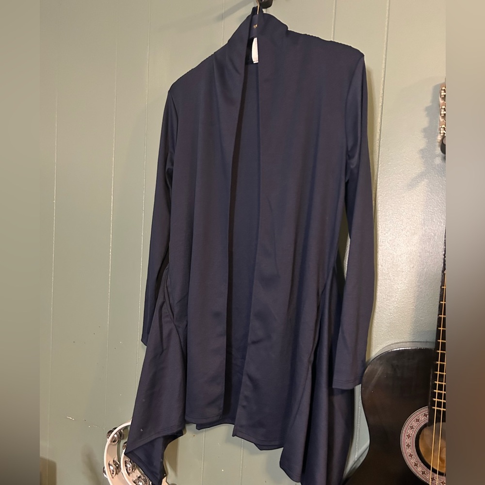 Navy Blue Long Sleeve Cardigan Plus Size